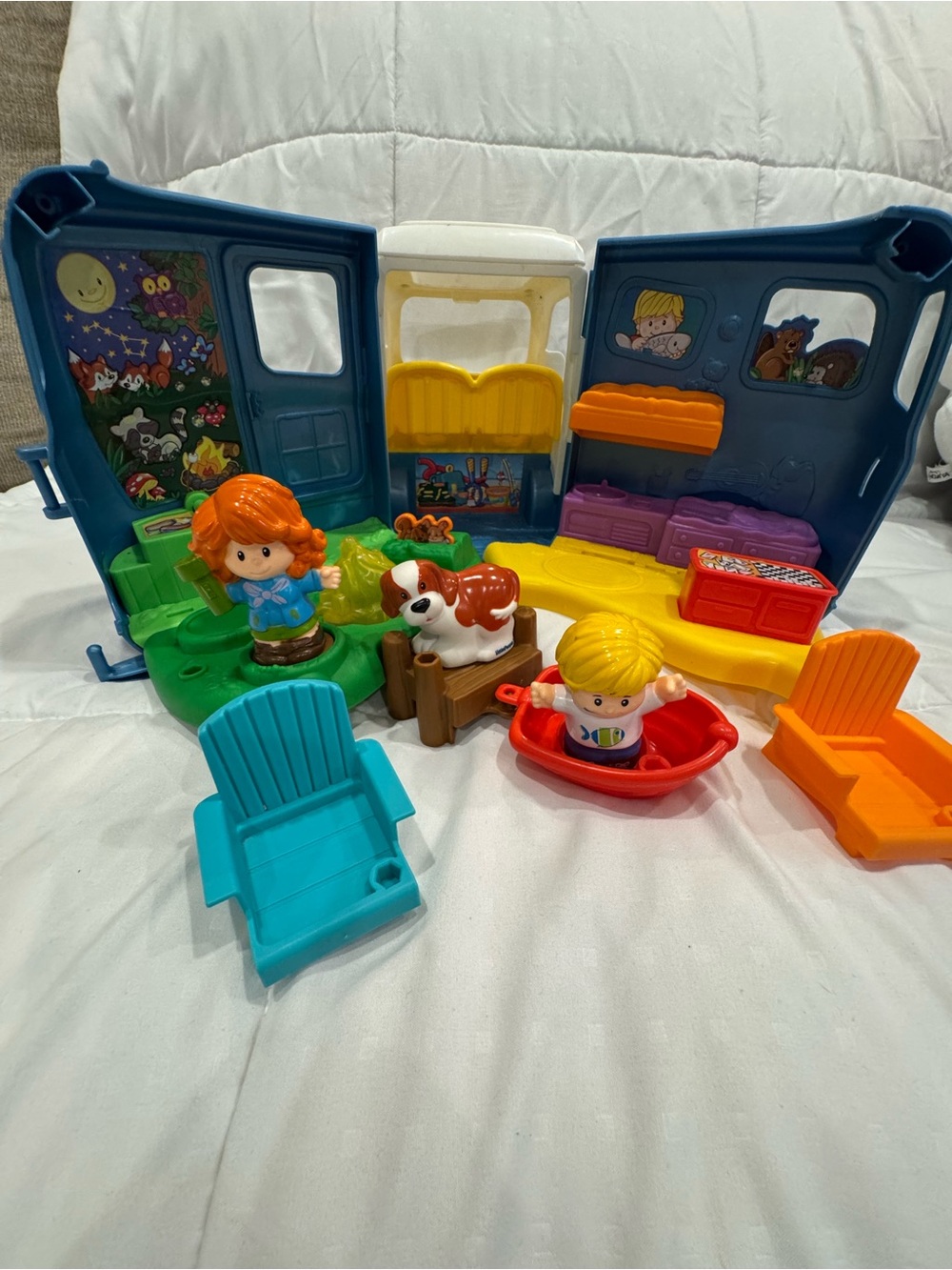 Fisher-Price RV Playset with Blue, Red, Orange, Yellow & Teal Accessories